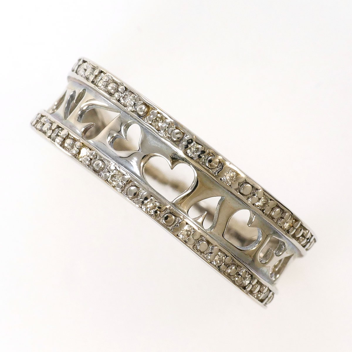 K18 18金 WG ホワイトゴールド リング・指輪 12号 ダイヤモンド 0.09ct 総重量約3.4g 中古