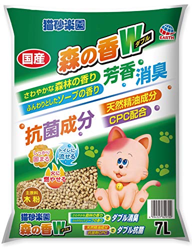 猫砂 9700 アース 猫砂楽園 森の香ダブル 7L×6袋セット（42L） 猫トイレ トイレ砂 消臭 ネコの砂