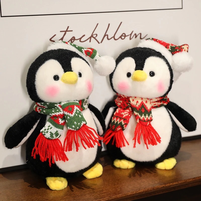 かわいいペンギン人形クリスマスギフトサンタ帽子ペンギン人形飾り寝枕ぬいぐるみ
