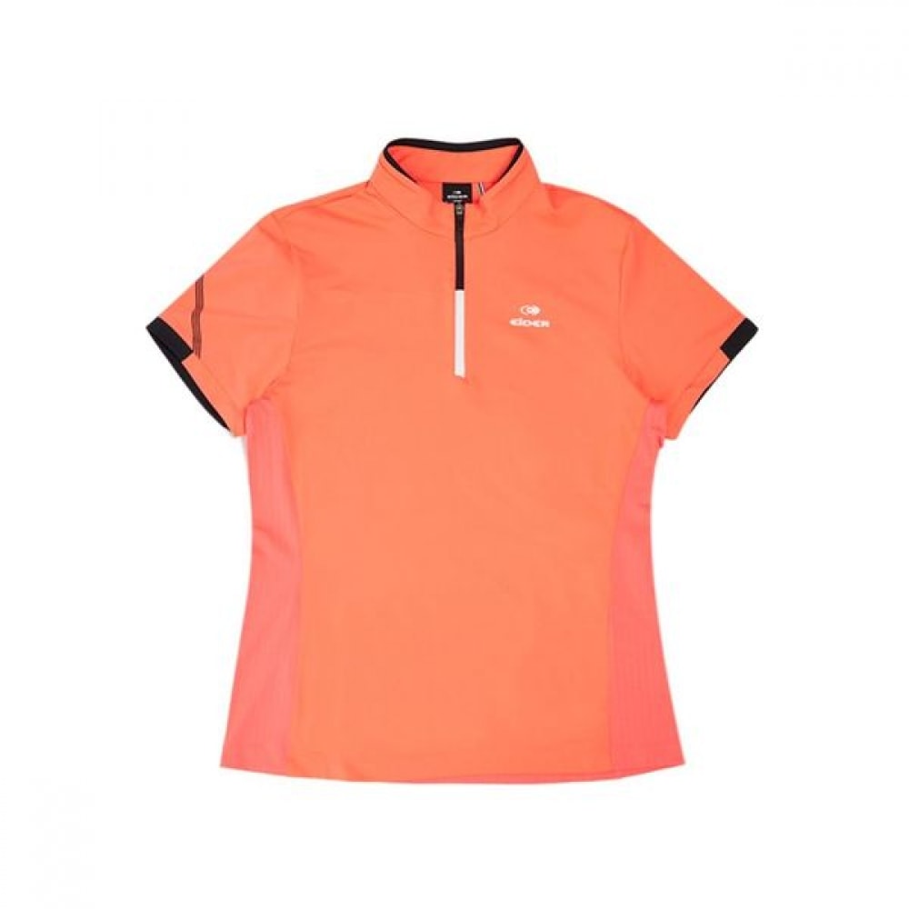 [アイダー] レディースフレアショートスリーブジップアップ Tシャツ_DWM22211RY