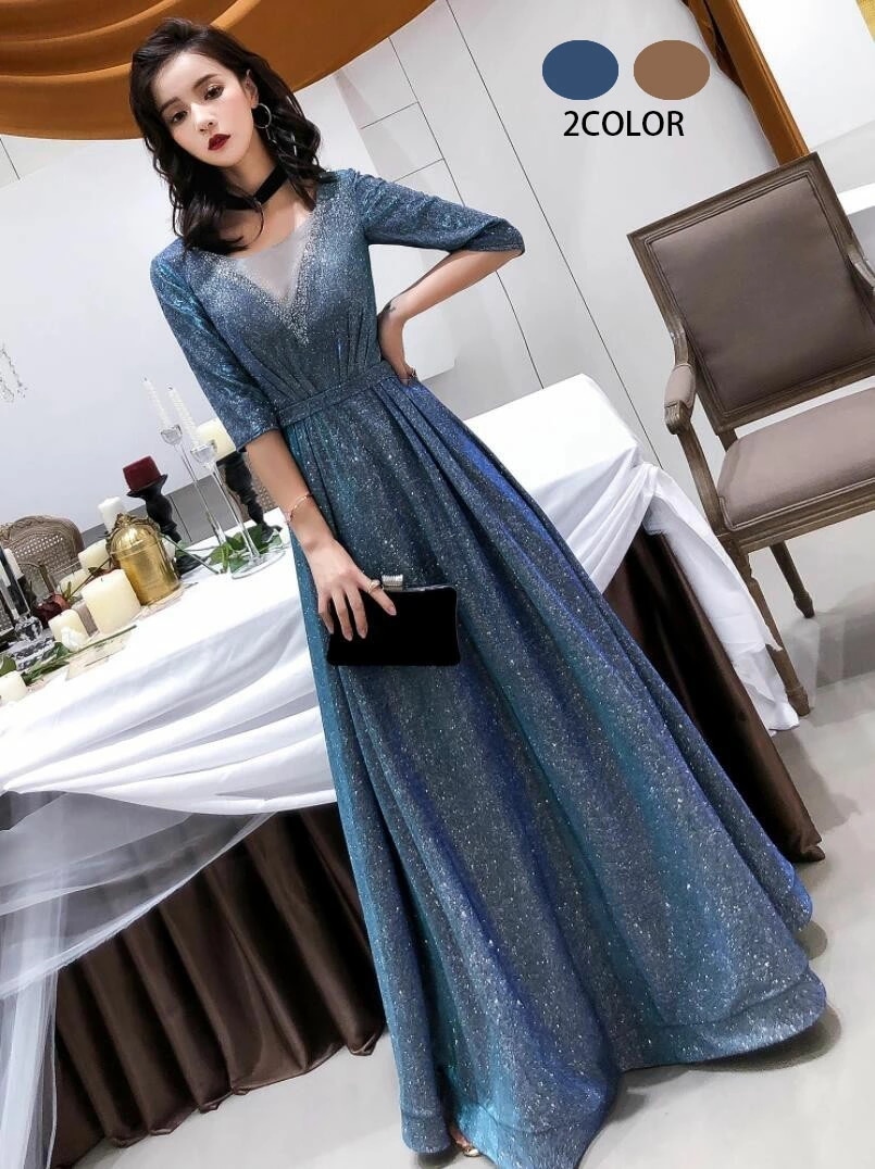 ウエディングドレス 袖あり カラードレス Aラインドレス 演奏会 Long dress ロングドレス 結婚式ドレス パーティードレス 二次会 衣装 舞台 披露宴 演奏会 発表会 ピアノ 大きいサイズ
