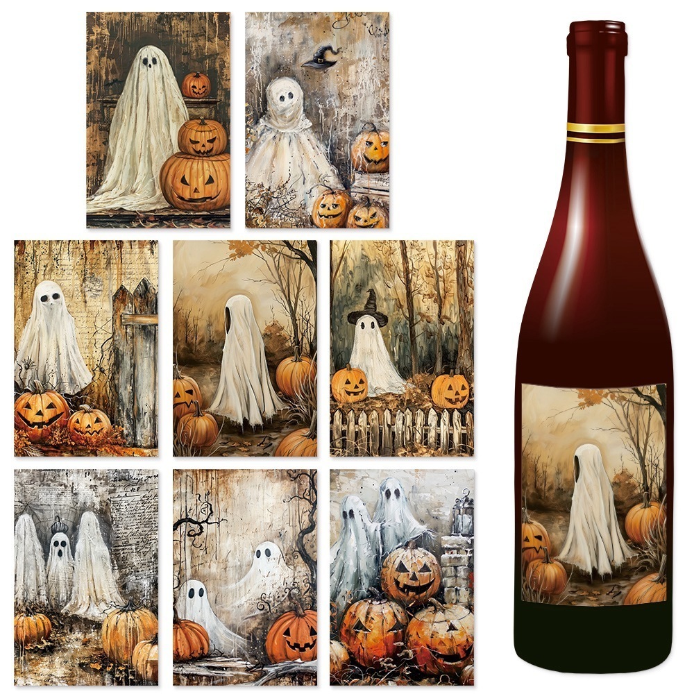 ハロウィン パーティー デコレーション ワインボトル ステッカー ハロウィン ゴースト フェスティバル 装飾用品 ゴースト ステッカー ラベル