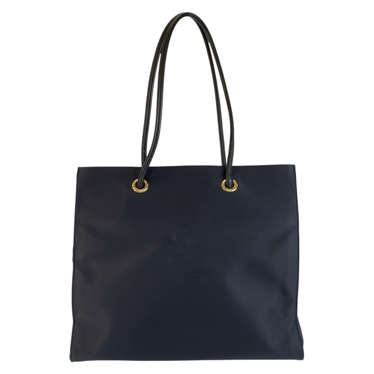 美品 YSL ネイビー ゴールド金具 ナイロン トートバッグ ショルダーバッグ レディース 602302