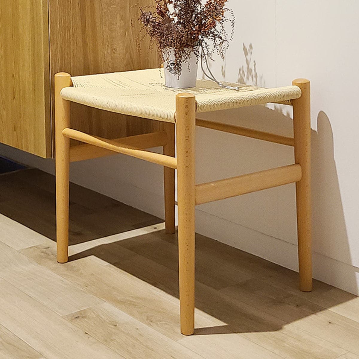 スツール 高さ47cm ペーパーコード ビーチ リボーンスツール リプロダクト デザイナーズチェア チェア 椅子 玄関 腰掛け リビング ダイニング 背もたれなし 木製 おしゃれ 北欧