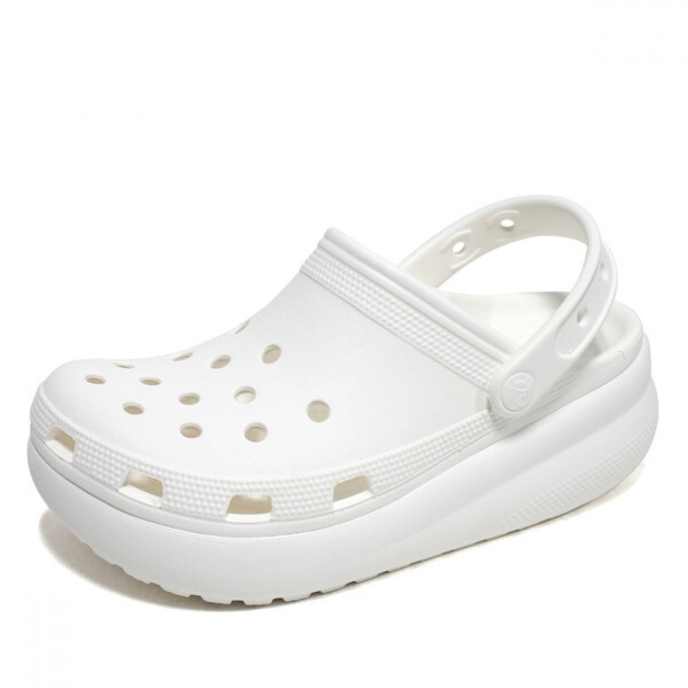 Crocs 女性用クラシックキューティープラットフォームクロッグスリッパサンダルホワイト 207708-100