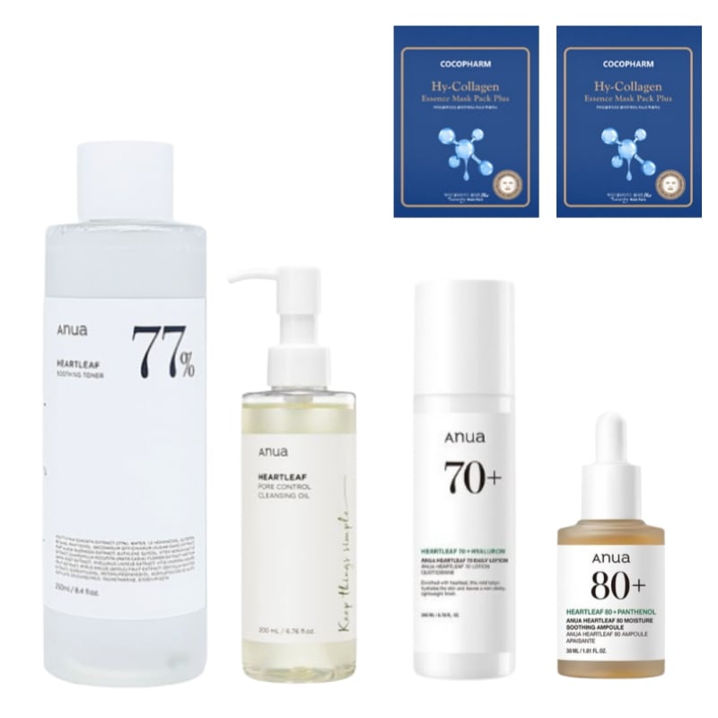 【4点セット】ドクダミ77トナー500mL＋ローション200mL＋80%保湿鎮静アンプル30mL+クレンジングオイル200ml/メガ割セット/スキンケアセット/韓国人気トナーセット/トナー大容量セット