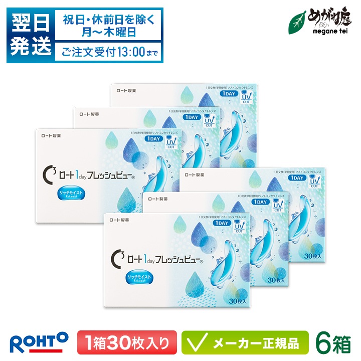 ワンデーフレッシュビュー リッチモイスト 6箱セット 1箱30枚入り 両眼約3ヶ月分 (1日使い捨て コンタクト 1day 高含水率) 10,072円