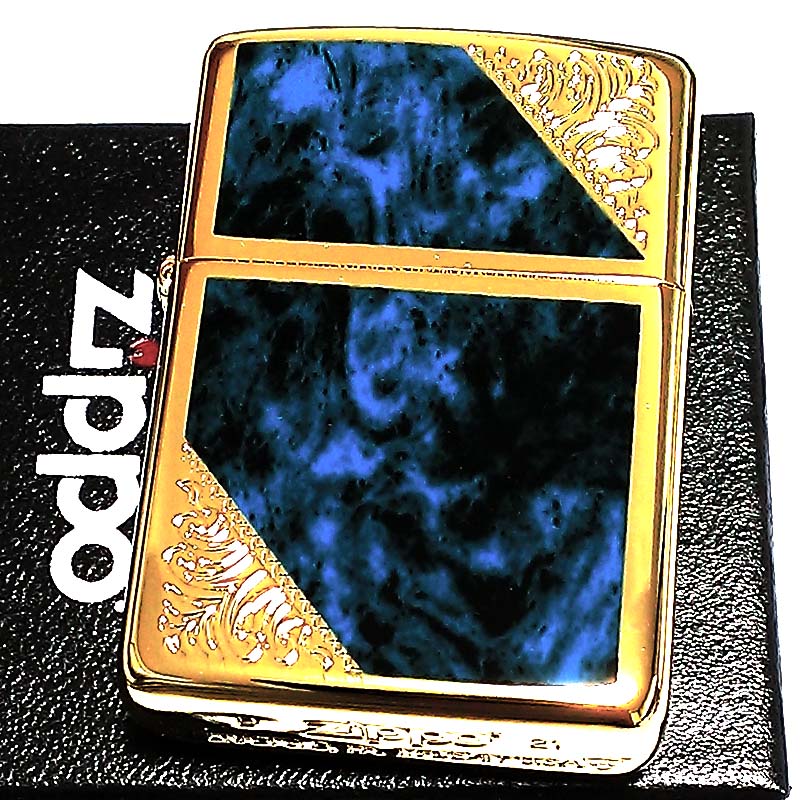 ZIPPO ライター アーマー ベネチアン ジッポ ブルー クラシック アラベスク 両面加工