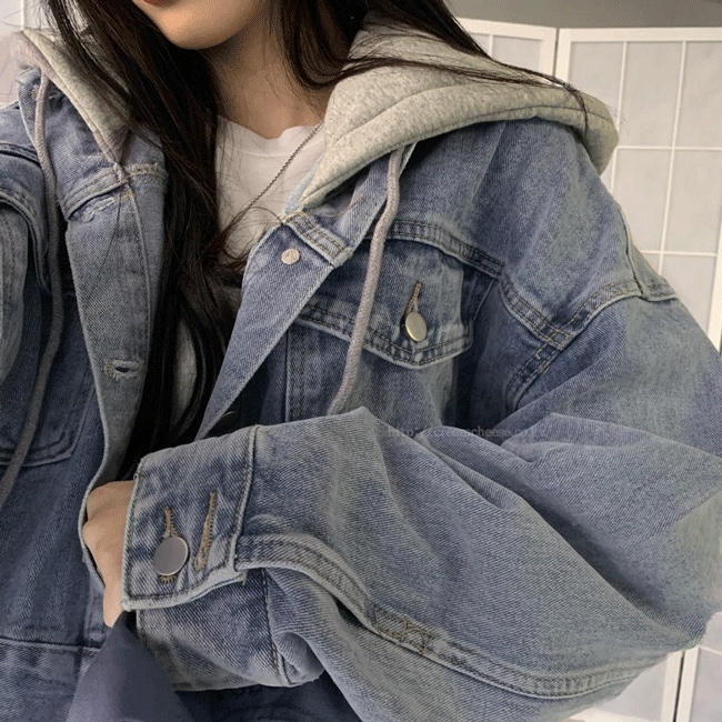 [天井突破！センス 半クロップ パーカー 春秋 デニムジャケット アウター