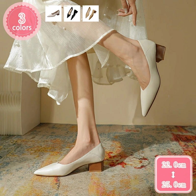 1000円OFFクーポン レディースパンプス レディース 靴 チャンキーヒール パンプス ポインテッドトゥ ローヒール 疲れない 歩きやすい 足が痛くならない 大きいサイズ おしゃれ 太めヒール 4c