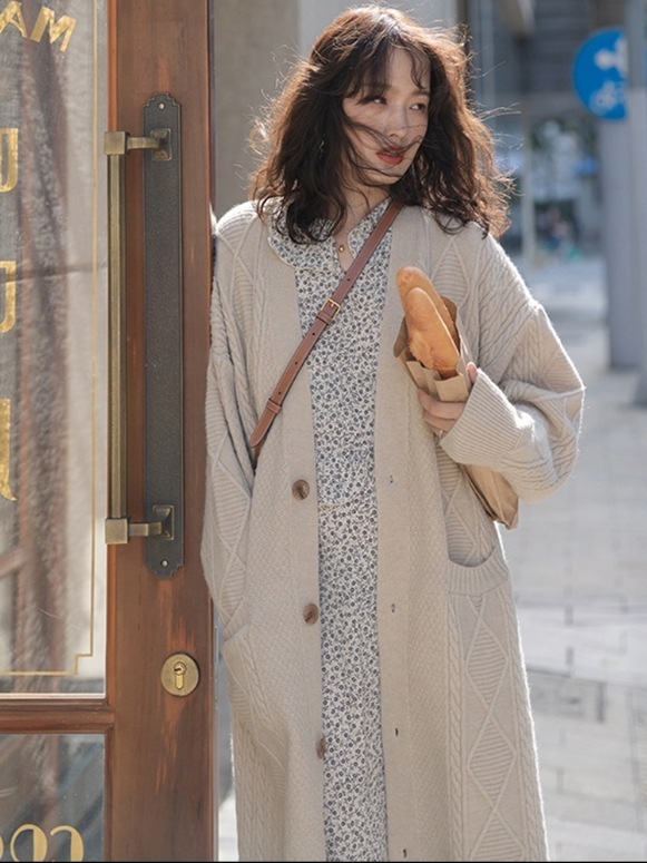 トップス モテアイテム あったか カーディガン ロング ロング丈 長袖 Vネック Iライン ニット ポケット 前開き ボタン 可愛い 上品 無地 春 秋 冬 10代 20代 30代 40代 50代