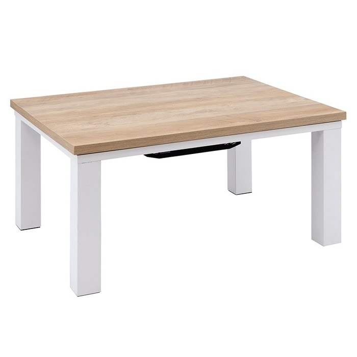 こたつテーブル リビングこたつ Woody カジュアル 長方形 80×60cm YLW-860D-LBW ホワイト 木目調