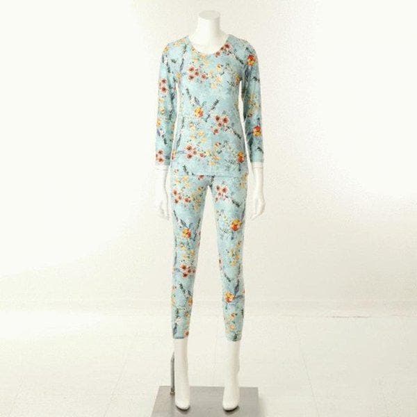 (正常) 25AW 両面起毛フラワー捺染女性肌着9部セット_C VLG6051S_MT_C