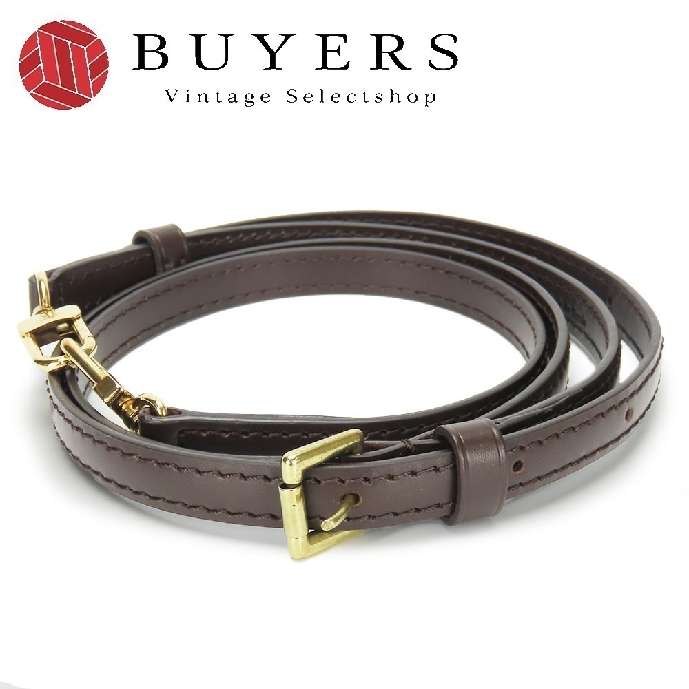 中古 ショルダーストラップ レザー ブラウン ゴールド金具 ダミエ用 アクセサリー 小物 レディース 女性