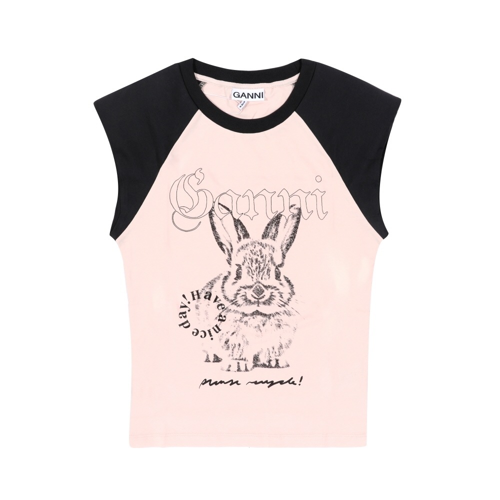 GANNI レディース 半袖Tシャツ バニー ロゴ プリント T4159 065 17,320円