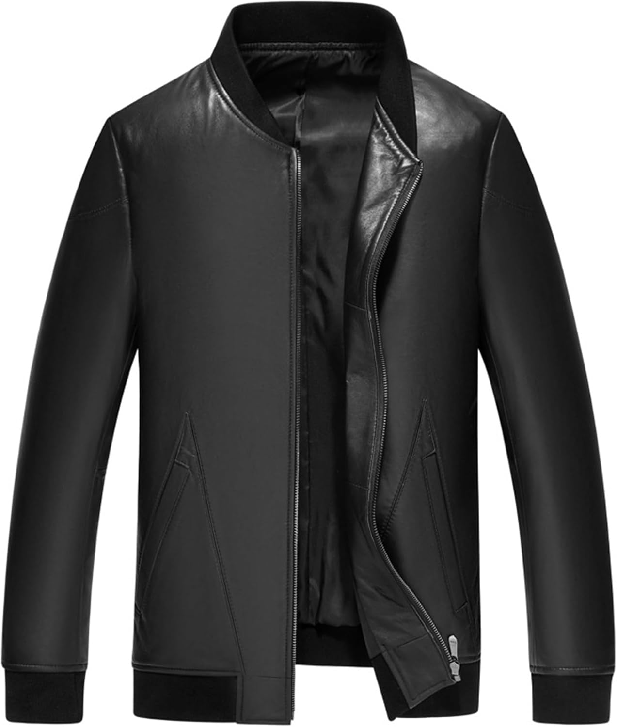 メンズ ライダースジャケット ラム革 ジャンパー カジュアル ビジネス レザー 本革ジャケット シンプル 防風 立ち襟 春秋 ジップアップ ブルゾン オシャレ 長袖 大きいサイズ アウトドア バイク