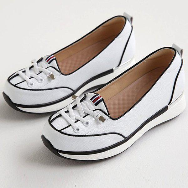 シューズ] レザーラウンドトゥ背が高くなる女性用ローファーフラットシューズパンプス 3.5cm sjperu-S127