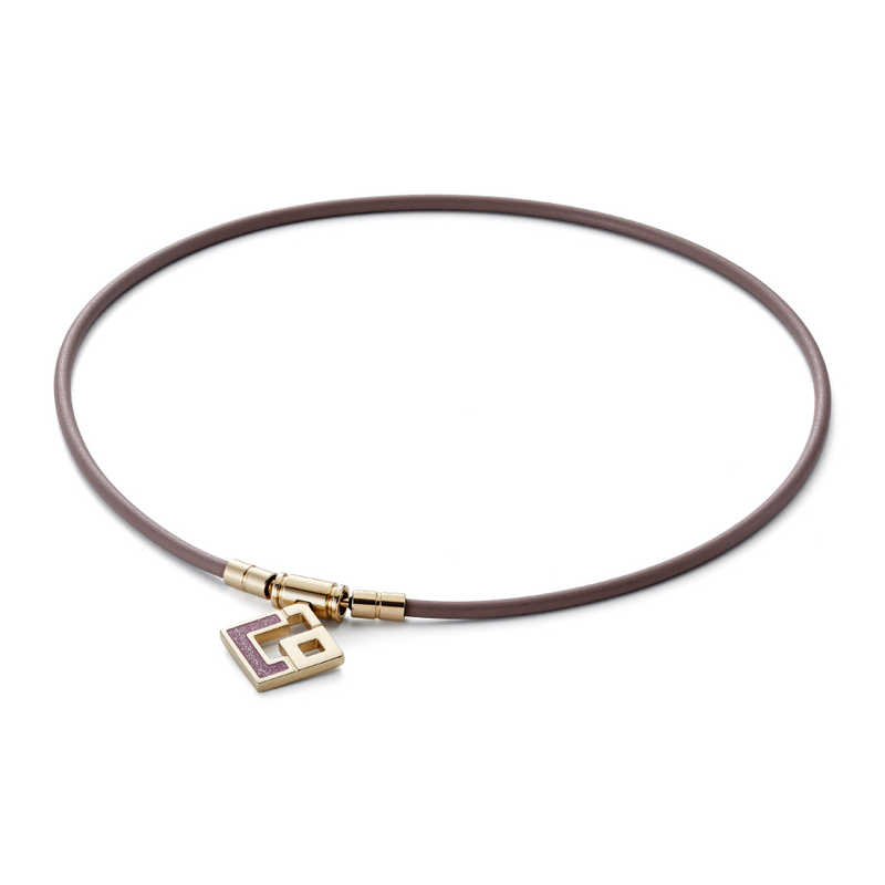 コラントッテ　TAO ネックレス スリムAURA mini(Mサイズ：43cm)ウォームグレーループ シャンパンゴールド×ラベンダーラメ　DAAAI1113