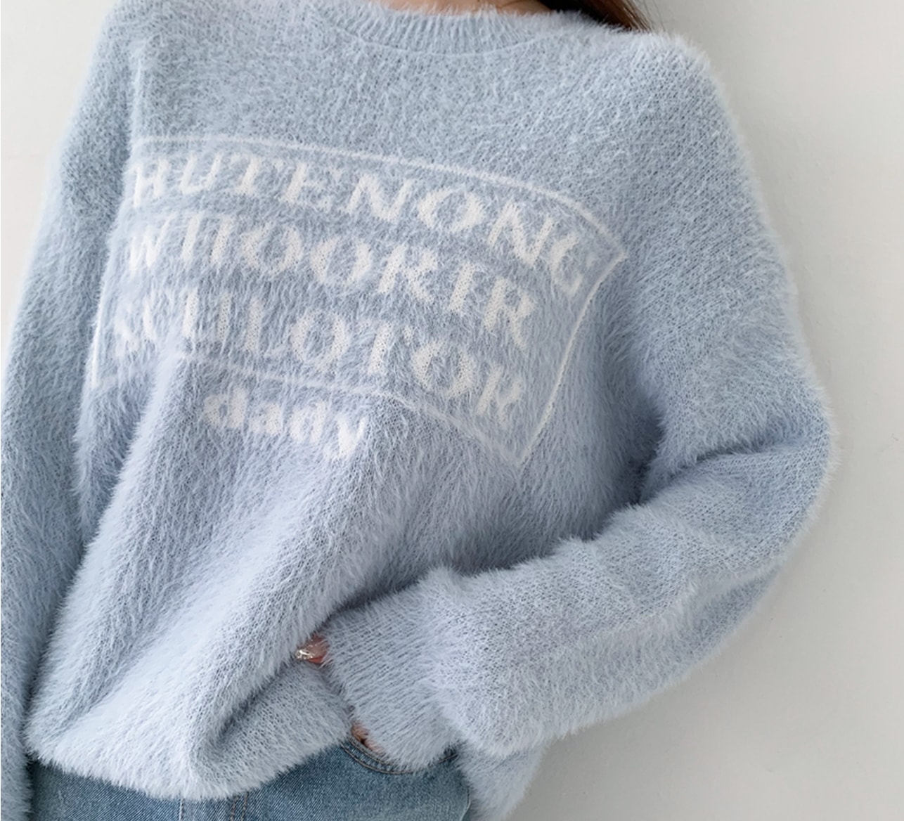 Angora lettering knitwear 2colors