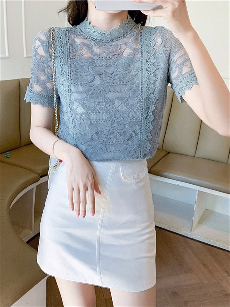 カットソー レディース 半袖 レース シアー シースルー 透け感 かわいい 大人可愛い きれいめ シンプル おしゃれ ガーリー 花柄 フラワー 夏 学生 ママ デート ホワイト ブルー トップス