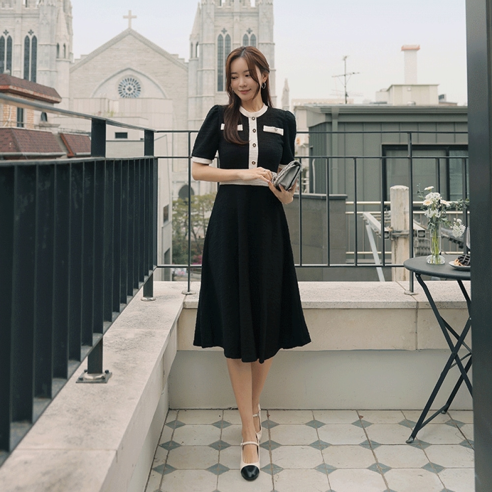 クリック＆ファニーシルクカラーツイードドレス