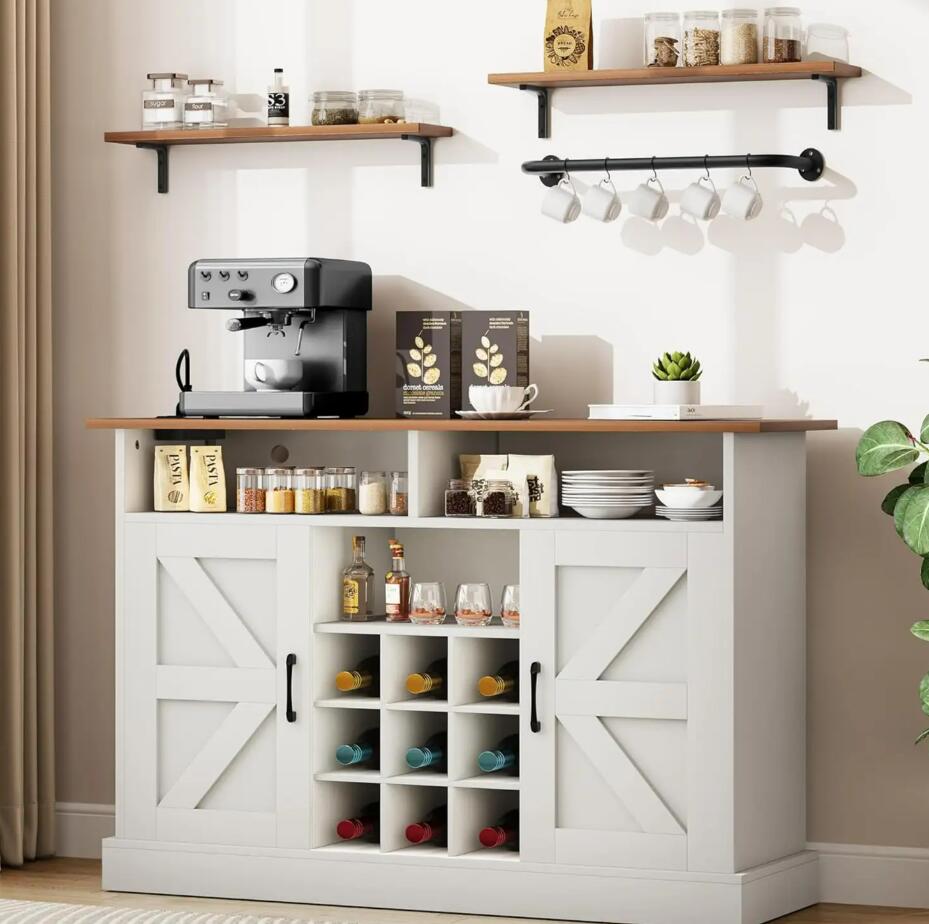 キッチン用フローティングシェルフ コーヒーバーサイドボードビュッフェワイン収納キャビネット　キチン　ダイニング　ホテルなど