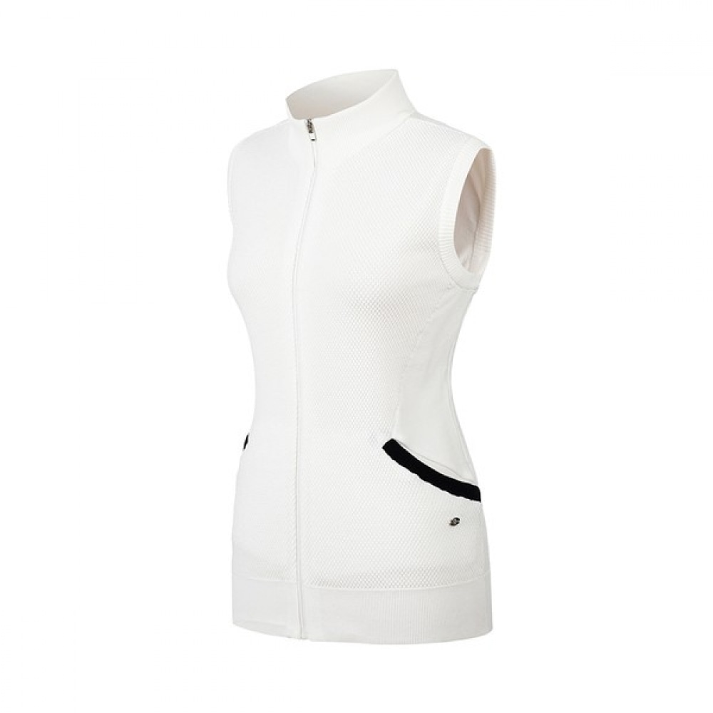 (ELLE GOLF) レディースオブリークポイントフルジップアップベストセーター_6I23103