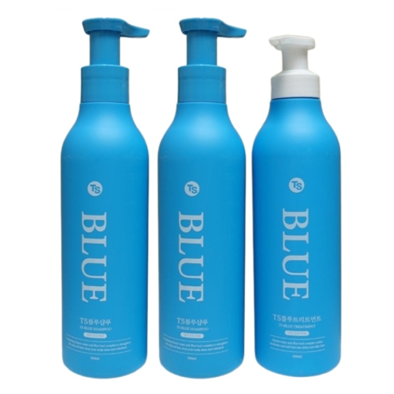 【セット販売】TS ブルーシャンプー 500ml×2本 + トリートメント500ml / スカルプケア 頭皮クレンジング ハリ・コシケア 韓国人気 脱毛サポート 弱酸性 ノンシリコン