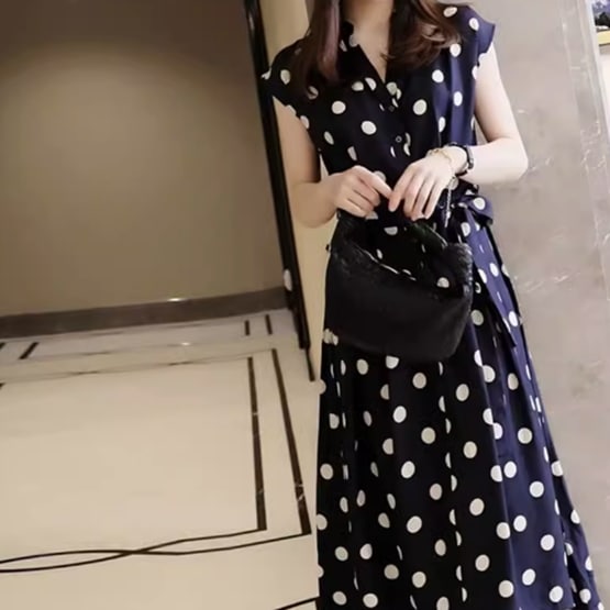 レディース ワンピース ロング ノースリーブ Vネック 襟なし フェミニン ウエストマーク ウエストリボン 大人可愛い きれいめ カジュアル 上品 おしゃれ こなれ感 ラフ ガーリー エレガント