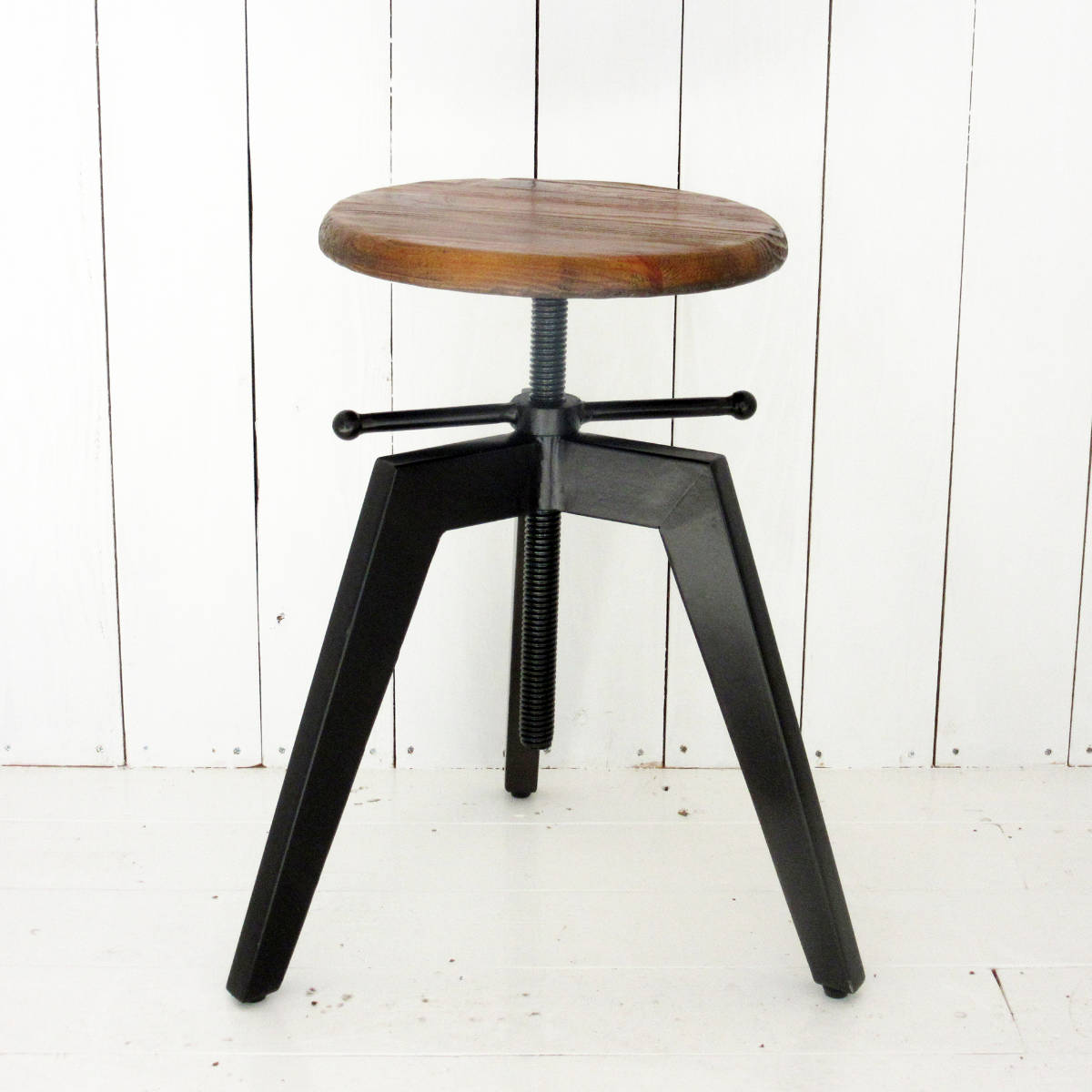 スツール 木製 丸 北欧 高さ調節 座面高40.5ー60.5cm 椅子 いす チェア カウンターチェア ハイチェア バーチェア おしゃれ シンプル レトロ調 スチール 脚 背もたれなし 完成品