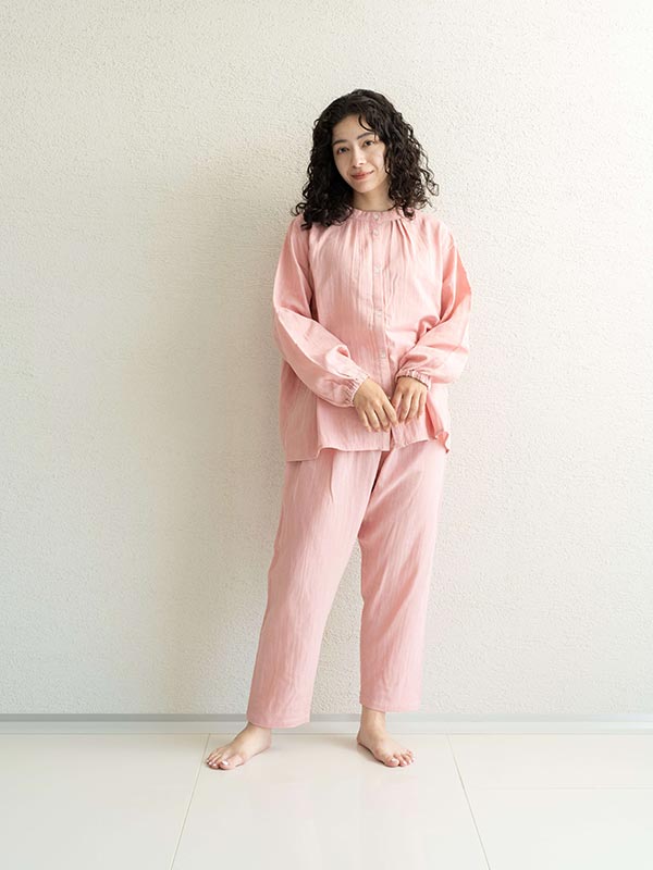 前開きスタンドカラースリーピングウェア レディース パジャマ スリーピングウェア 綿100％ 【睡眠美容研究所】 5,310円