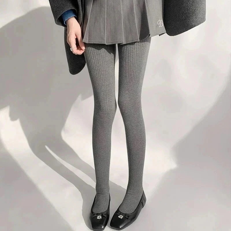 特惠价グレー レギンス レディース 厚手 ストライプ 糸パンスト 素足 アーティファクト アウター 縦縞 暖かい パンツ ハイウエスト