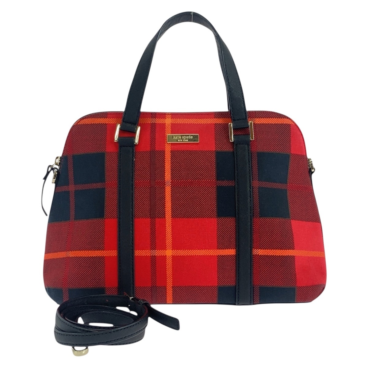 美品 レッド ブラック シルバー金具 キャンバス/レザー ハンドバッグ ショルダーバッグ 2WAY レディース 504005