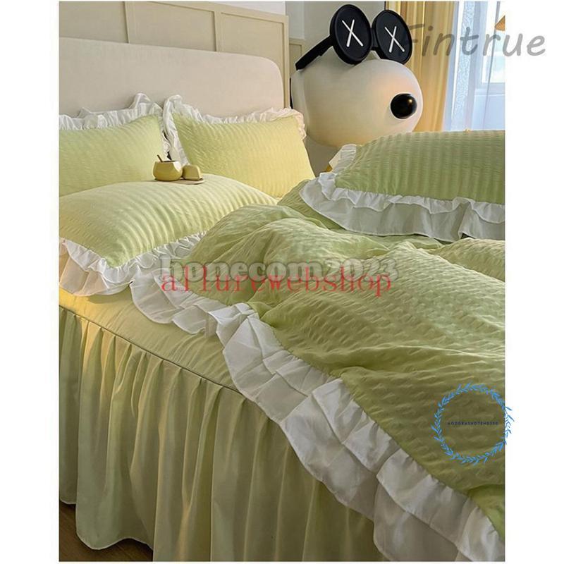 (XRELEX)!!布団カバー シングル 4点セット フリル付き 春夏秋冬 布団セット 掛け布団カバー 寝具カバーセット セミダブル 枕カバー 敷布団カバー