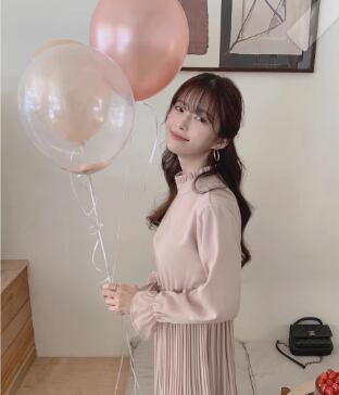 ワンピース フレア レディース ミモレ 長袖 フリル袖 ハイネック 切り替え プリーツ フリル ウエストマーク かわいい 大人可愛い きれいめ シンプル カジュアル 上品 おしゃれ ガーリー かっちり