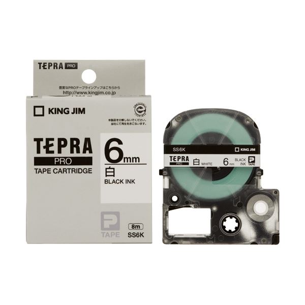 （まとめ） キングジム テプラPROテープ SS6K 白に黒文字 6mm 5個(3セット)