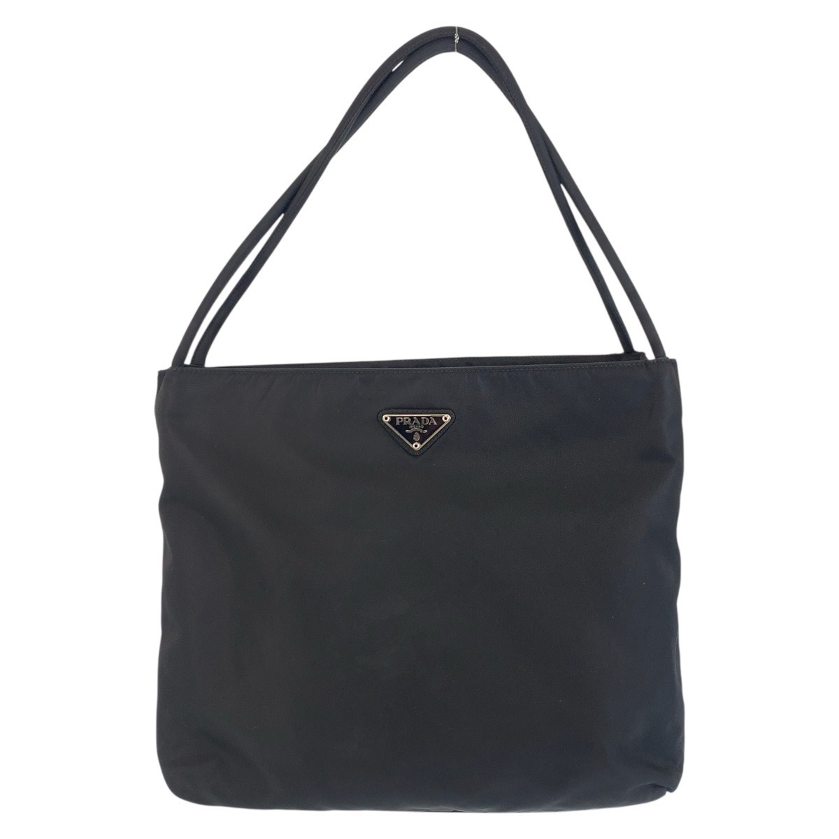 美品 テスート 三角ロゴプレート ブラック 黒 シルバー金具 ナイロン トートバッグ ショルダーバッグ レディース 503780