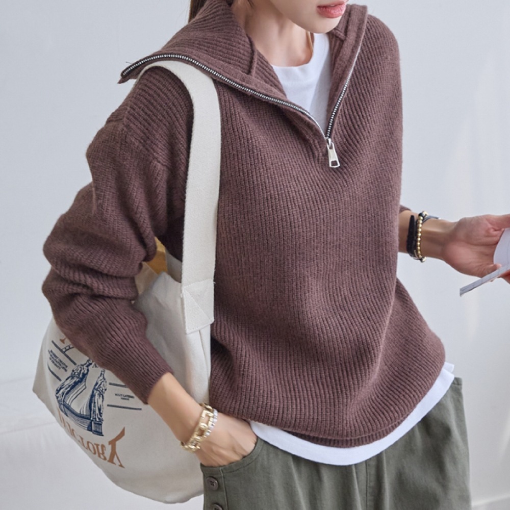 (NARK 21) ハイネックハーフジップアップスタイルルーズフィットニット NK43-T-46