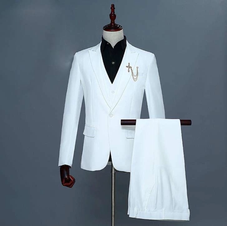 売り切れ注意春秋 メンズ コート ビジネススーツ パンツスーツ 長袖 OL オフィス トップス 事務服 ビジネス 洗える 3点セット　紳士　結婚式　忘年会司会者　入学　長袖 白　ホワイト