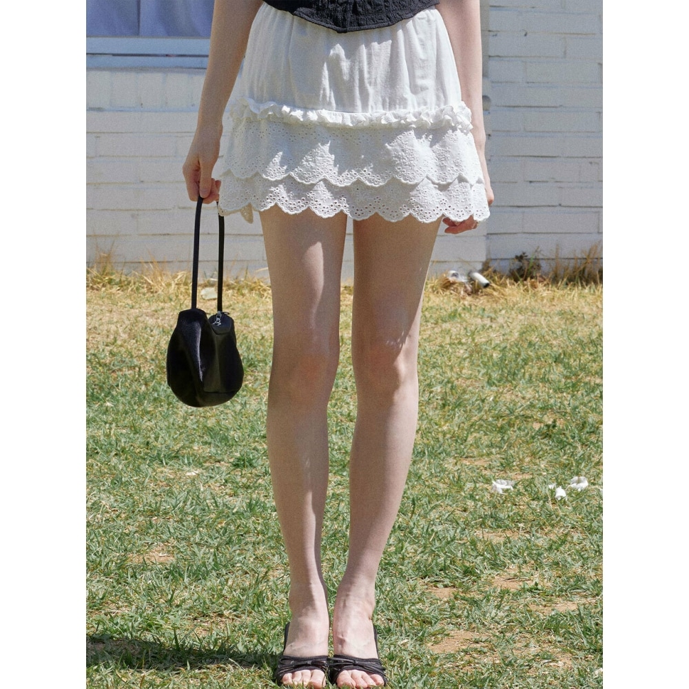 OPEN Yy】 CRINKLED BUBBLE HEM MINI SKIRT : MINT