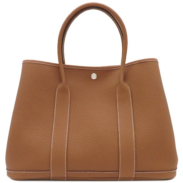 エルメス HERMES トートバッグ ガーデンパーティPM ネゴンダ ゴールド シルバー金具 新品 未使用 茶 W刻印（2024年製） 【箱】【中古】