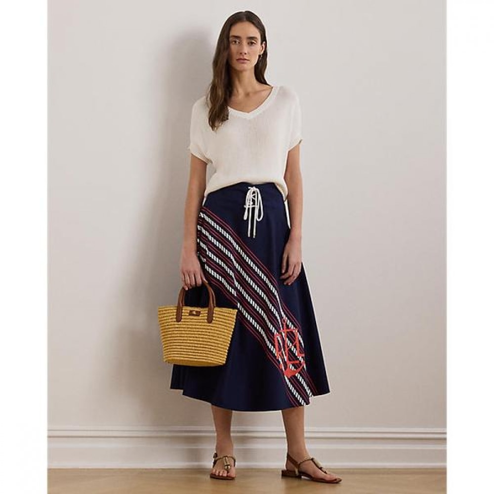 ローレンラルフローレンローププリントツイルレースアップミディスカート (WMLRSKTS6H20254410)