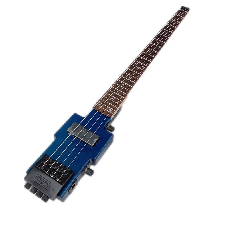 ブルーの4弦ヘッドレスエレクトリックベースギター,ミニボディとローズウッド指板,BJ-625