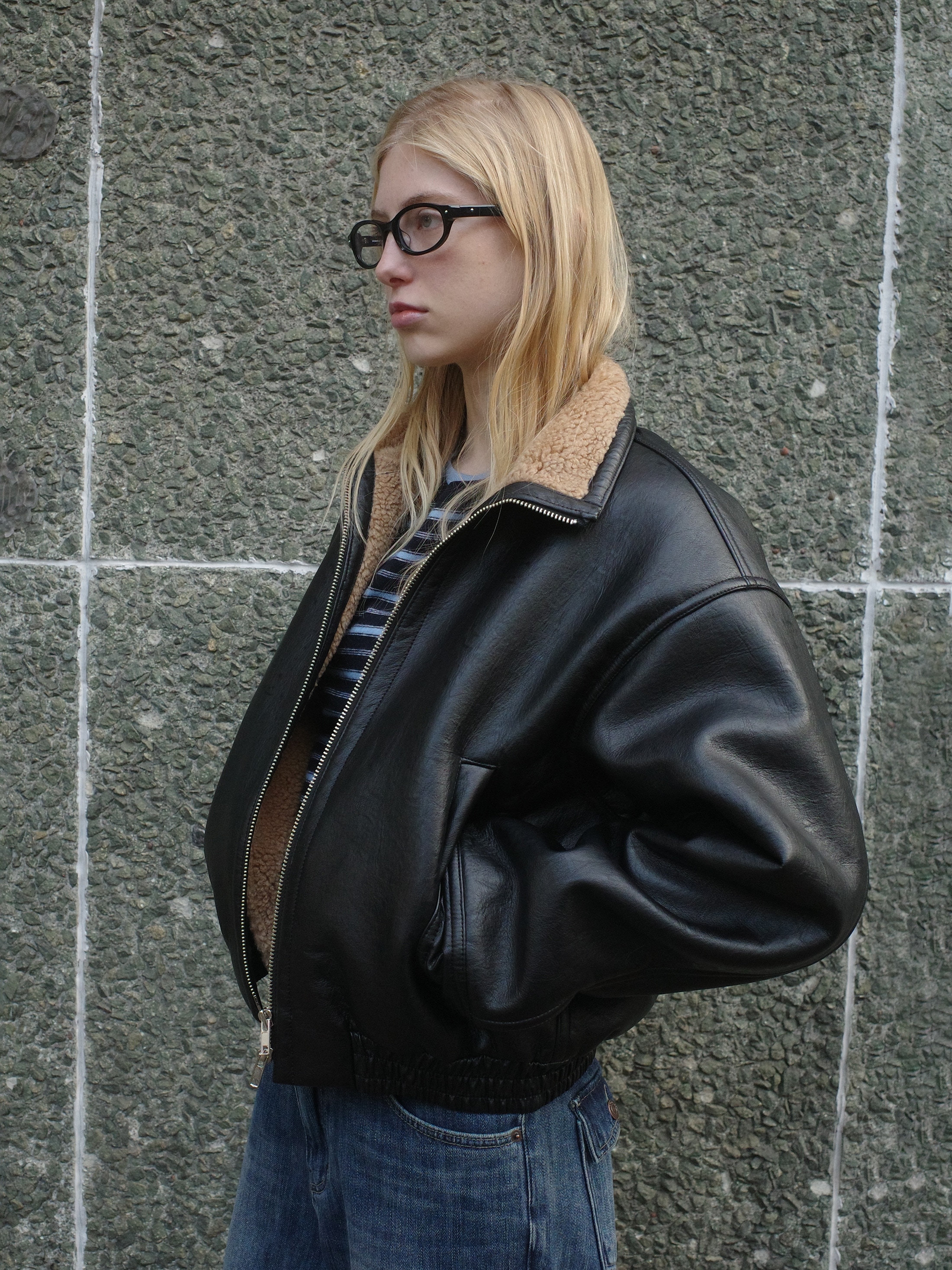 【LOW CLASSIC】 SHEARLING BLOUSON : BLACK