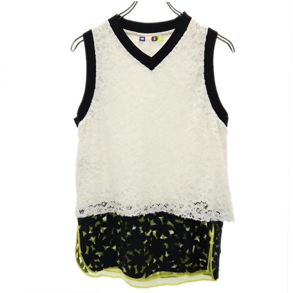 イタリア製 ノースリーブ Vネック カットソー 38 ホワイト系 ベスト レディース 5,994円