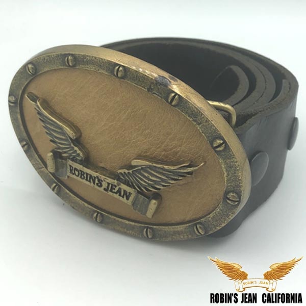 ロビンズジーン ベルト 08-04 ROBINS JEAN メンズ レディース レザーベルト ブラック ウィング バックル モカ ロビンジーンズ safari サファリ LEON レオン