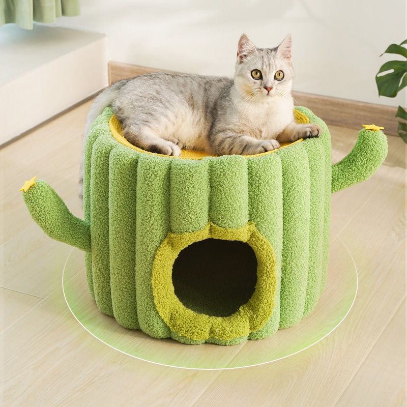 サボテンと人食い花サイザル麻猫の巣はスペースを取らずに置きやすく天然サイザル麻でくずが落ちにくい！おすすめです！