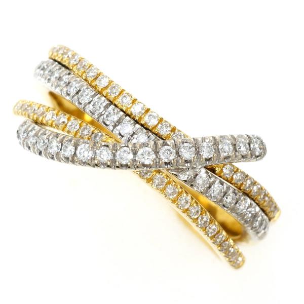 K18 18金 YGWG リング 15.5号 ダイヤ 0.47 カード鑑別書 ジュエリー 中古