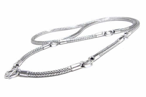 ダブルチャームヘンプネックレス 長さ71cm 太さ4mm シルバー925 首飾り アクセサリー ジュエリー 本物の銀 高級 男性 女性 プレゼント 誕生日 記念日 長い sn-00-0031-xx