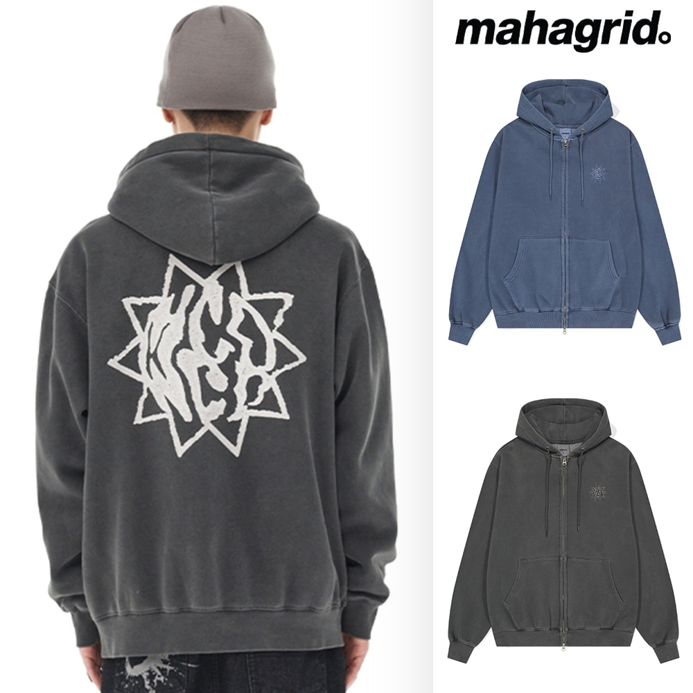 [mahagrid] SUN LOGO PIGMENT ZIP UP HOODIE